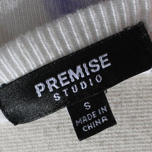 Premise Studio Women's Pullover Sweater Purple Floral White Lightweight Size S - Picture 13 of 13